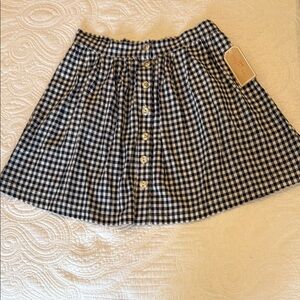 Copper Key White and Navy Smocked Skater Mini Skirt